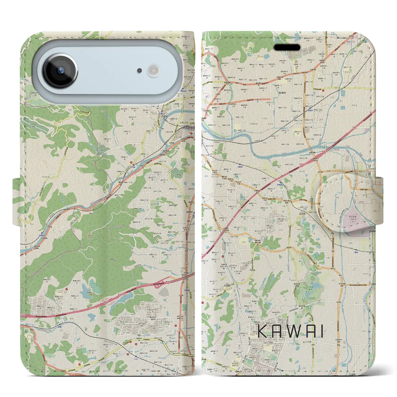 【河合（奈良県）】地図柄iPhoneケース（手帳タイプ）