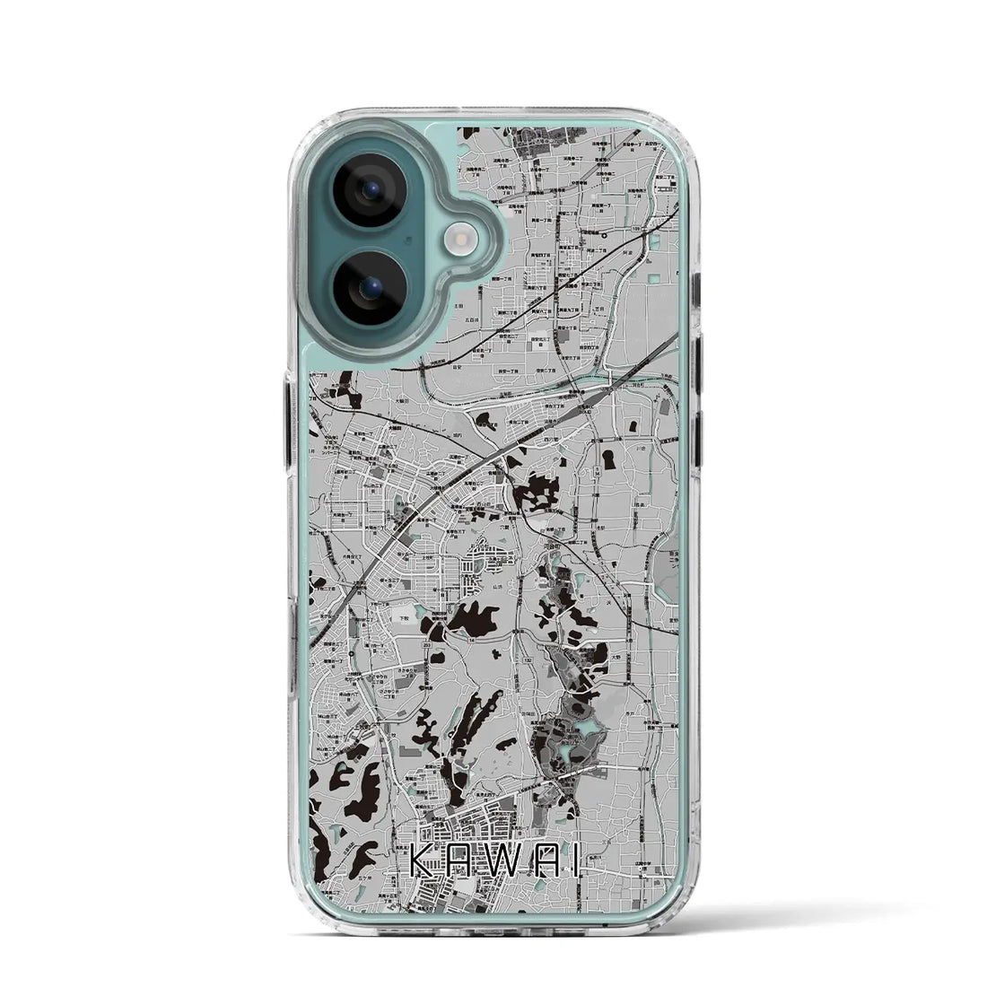 【河合（奈良県）】地図柄iPhoneケース（MagSafeタイプ）モノトーン・iPhone 16 Pro 用