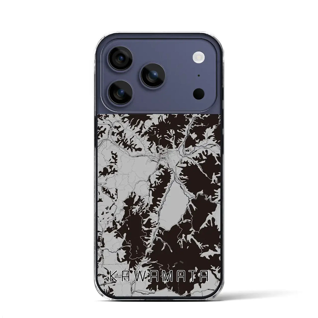 【川俣（福島県）】地図柄iPhoneケース（クリアタイプ）モノトーン・iPhone 17 Pro Max 用