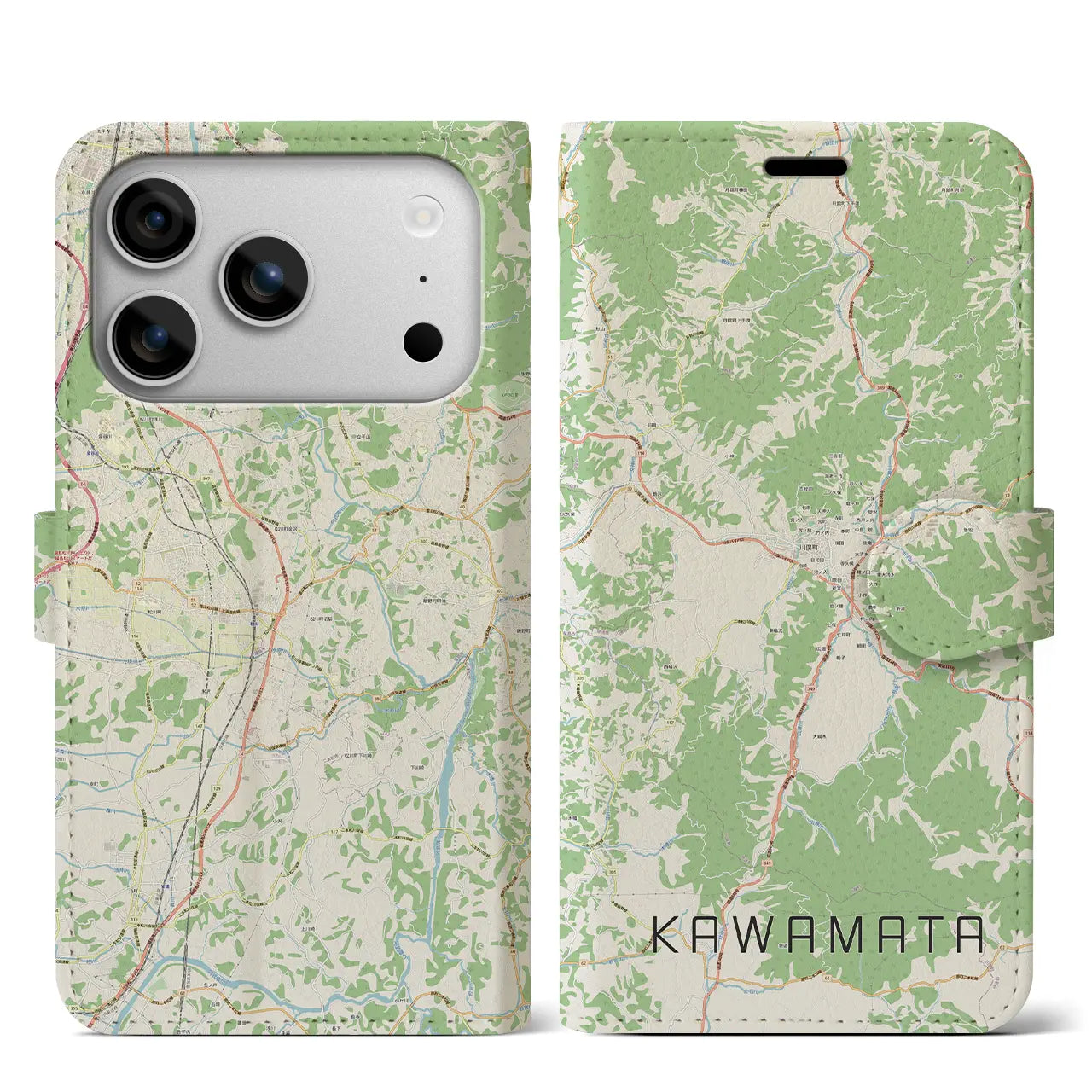 【川俣（福島県）】地図柄iPhoneケース（手帳タイプ）