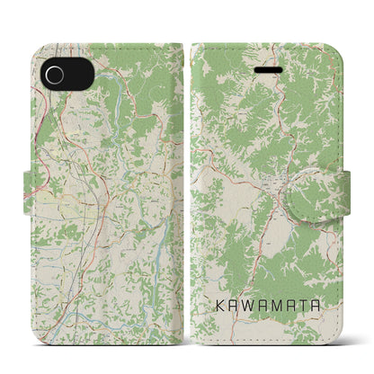 【川俣（福島県）】地図柄iPhoneケース（手帳タイプ）ナチュラル・iPhone SE（第3 / 第2世代） / 8 / 7 / 6s / 6 用