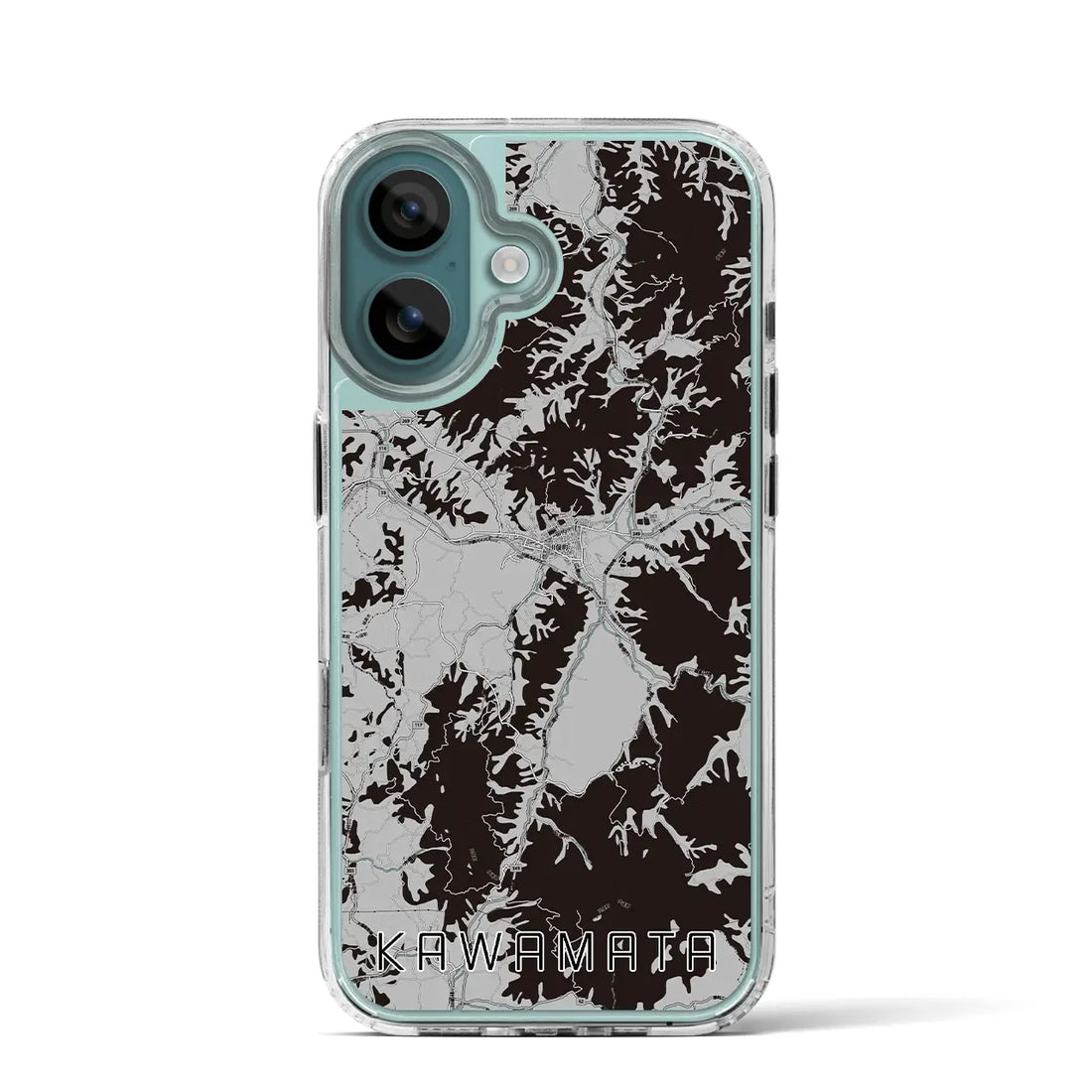 【川俣(福島県)】地図柄iPhoneケース(MagSafeタイプ)モノトーン・iPhone 16 Pro 用