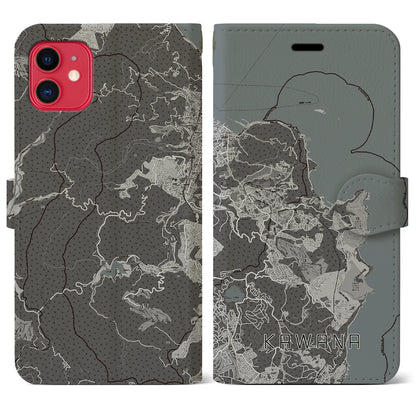 【川奈（静岡県）】地図柄iPhoneケース（手帳タイプ）モノトーン・iPhone 11 用