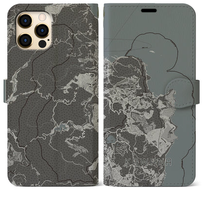 【川奈（静岡県）】地図柄iPhoneケース（手帳タイプ）モノトーン・iPhone 12 Pro Max 用