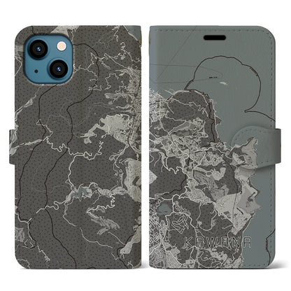 【川奈（静岡県）】地図柄iPhoneケース（手帳タイプ）モノトーン・iPhone 13 用