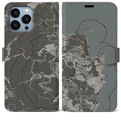 【川奈（静岡県）】地図柄iPhoneケース（手帳タイプ）モノトーン・iPhone 13 Pro Max 用
