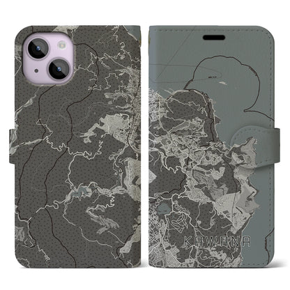 【川奈（静岡県）】地図柄iPhoneケース（手帳タイプ）モノトーン・iPhone 14 用
