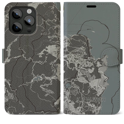 【川奈（静岡県）】地図柄iPhoneケース（手帳タイプ）モノトーン・iPhone 15 Pro Max 用