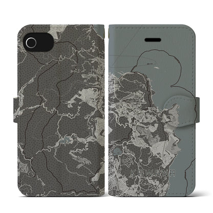 【川奈（静岡県）】地図柄iPhoneケース（手帳タイプ）モノトーン・iPhone SE（第3 / 第2世代） / 8 / 7 / 6s / 6 用