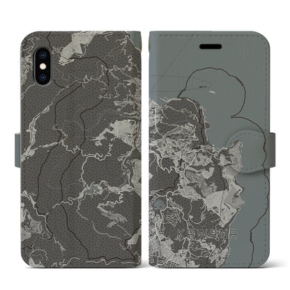 【川奈（静岡県）】地図柄iPhoneケース（手帳タイプ）モノトーン・iPhone XS / X 用