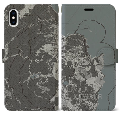 【川奈（静岡県）】地図柄iPhoneケース（手帳タイプ）モノトーン・iPhone XS Max 用