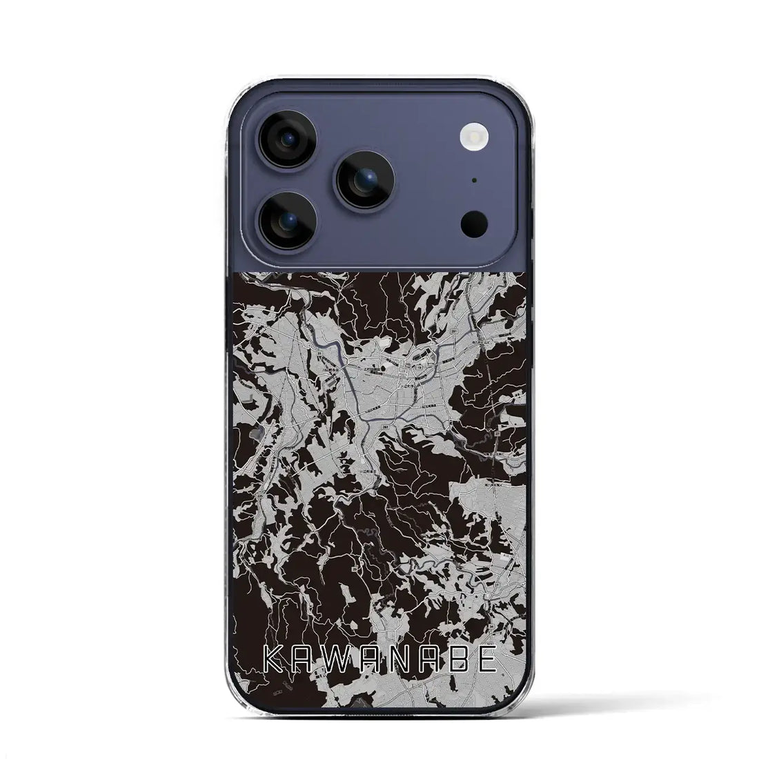 【川辺（鹿児島県）】地図柄iPhoneケース（クリアタイプ）モノトーン・iPhone 17 Pro Max 用