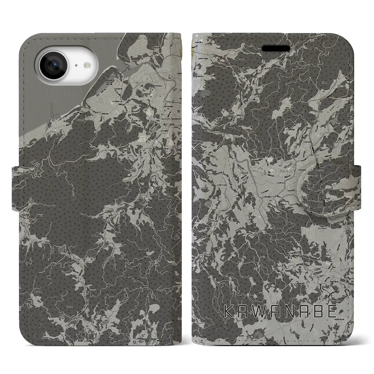 【川辺（鹿児島県）】地図柄iPhoneケース（手帳タイプ）