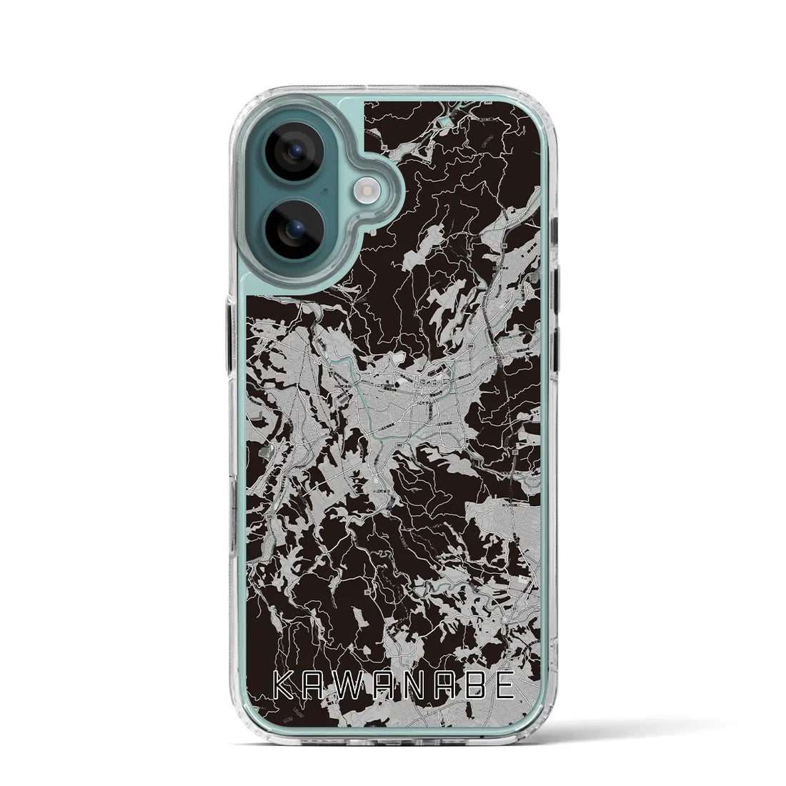 【川辺(鹿児島県)】地図柄iPhoneケース(MagSafeタイプ)モノトーン・iPhone 16 Pro 用