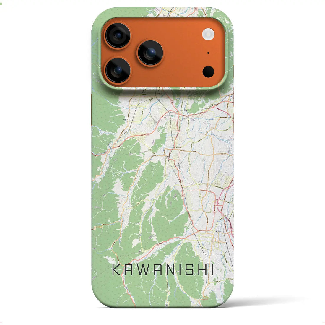 【川西(山形県)】地図柄iPhoneケース(バックカバータイプ)ブラック・iPhone 17 Pro Max 用