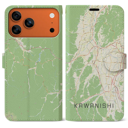 【川西（山形県）】地図柄iPhoneケース（手帳タイプ）