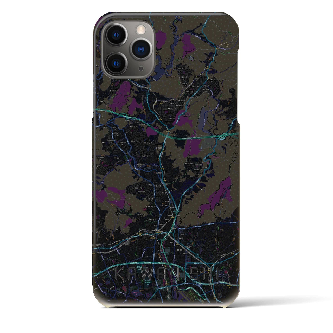 【川西（兵庫県）】地図柄iPhoneケース（バックカバータイプ）