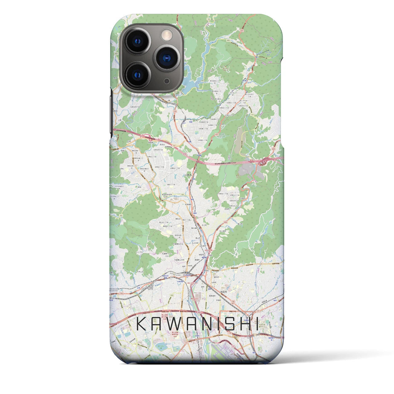 【川西（兵庫県）】地図柄iPhoneケース（バックカバータイプ）