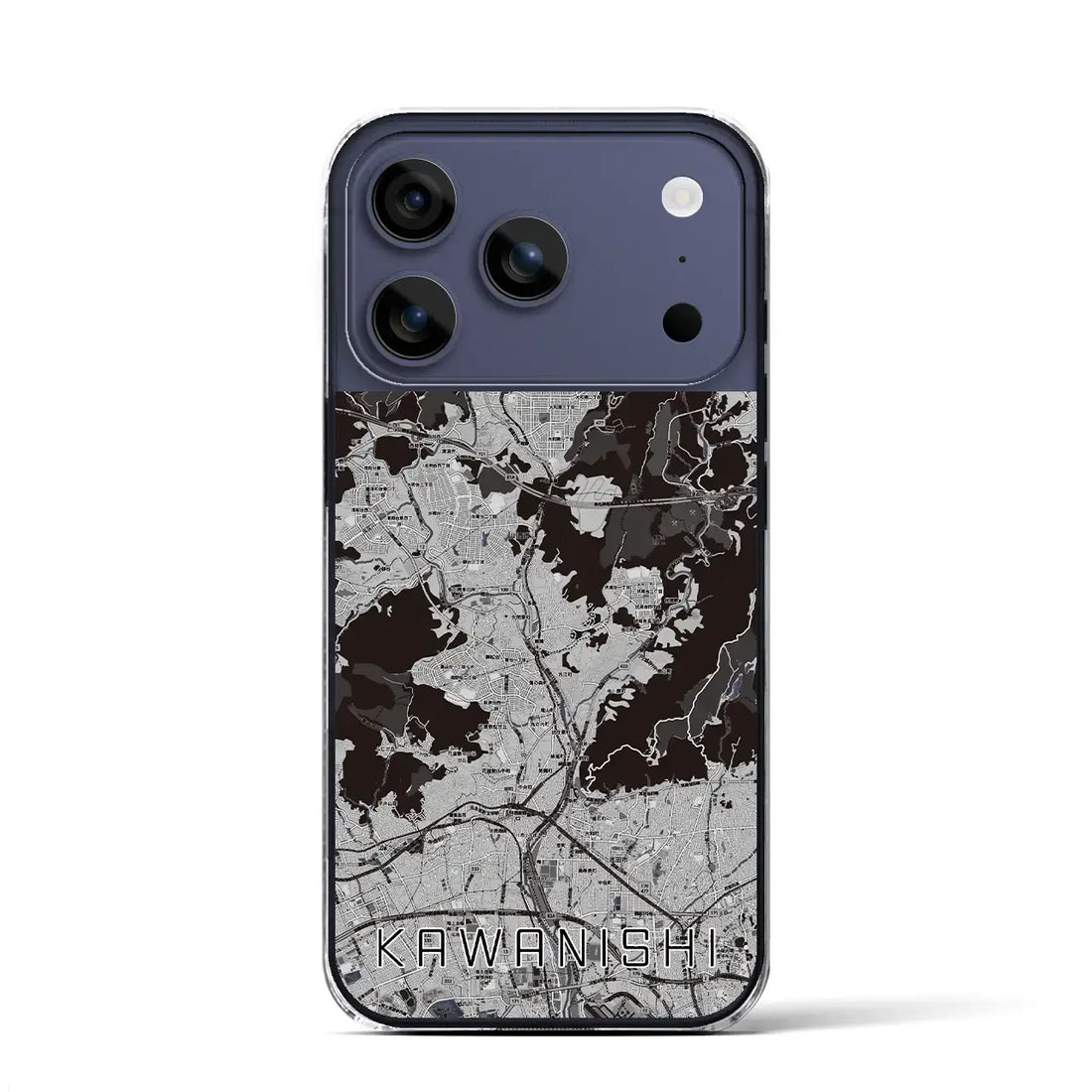 【川西（兵庫県）】地図柄iPhoneケース（クリアタイプ）モノトーン・iPhone 17 Pro Max 用