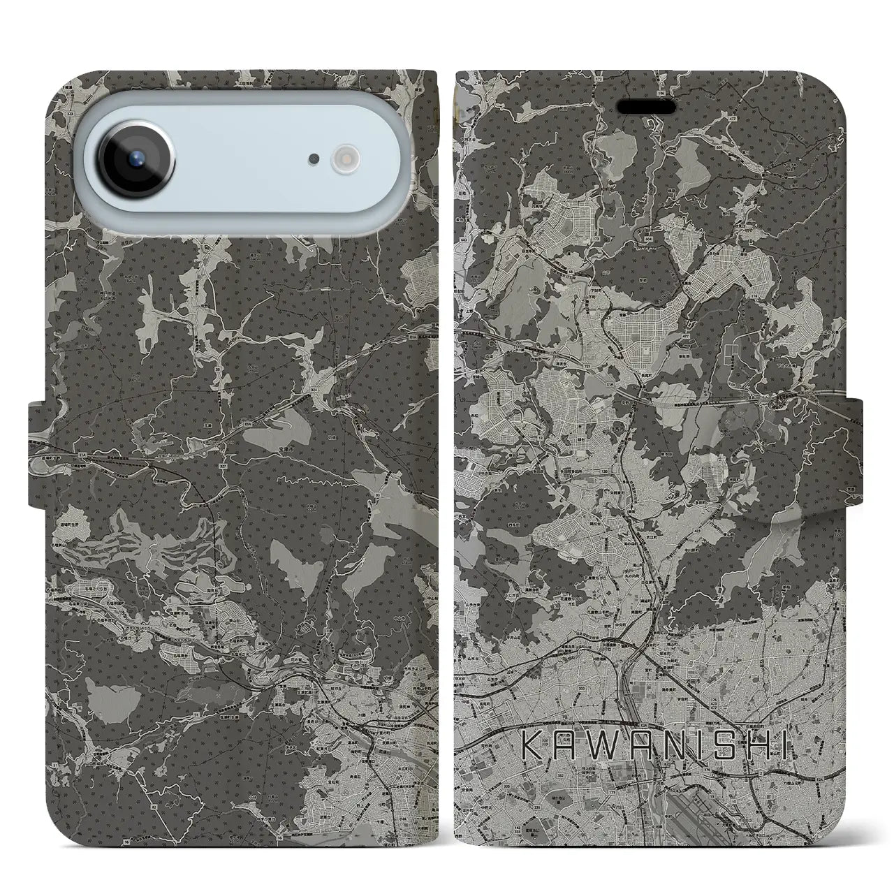 【川西（兵庫県）】地図柄iPhoneケース（手帳タイプ）