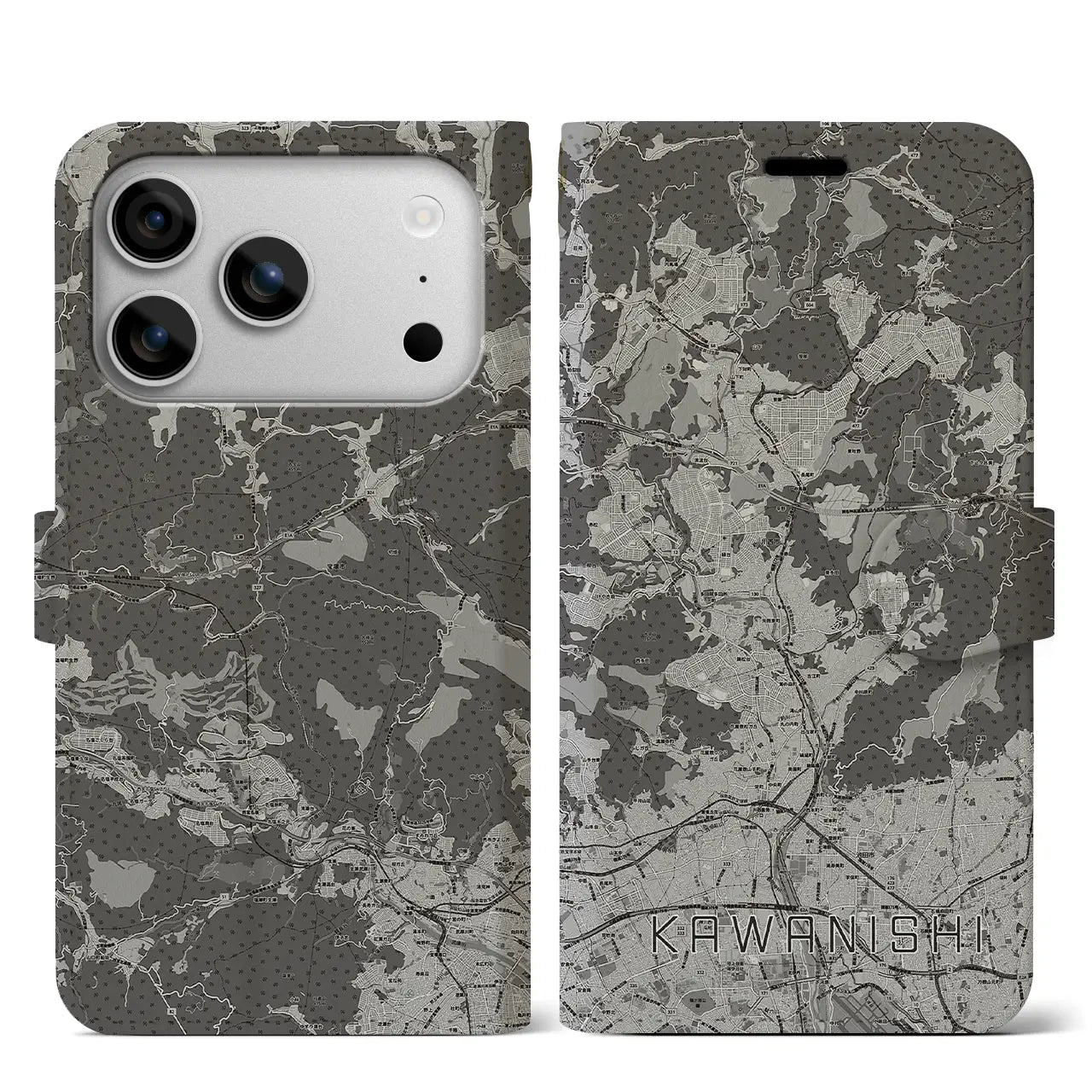 【川西（兵庫県）】地図柄iPhoneケース（手帳タイプ）