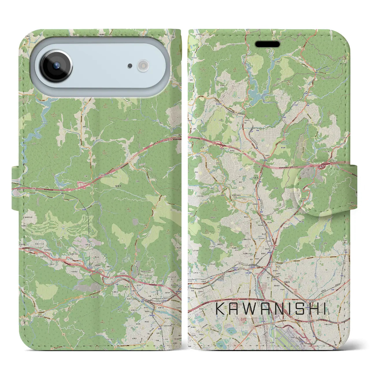 【川西（兵庫県）】地図柄iPhoneケース（手帳タイプ）