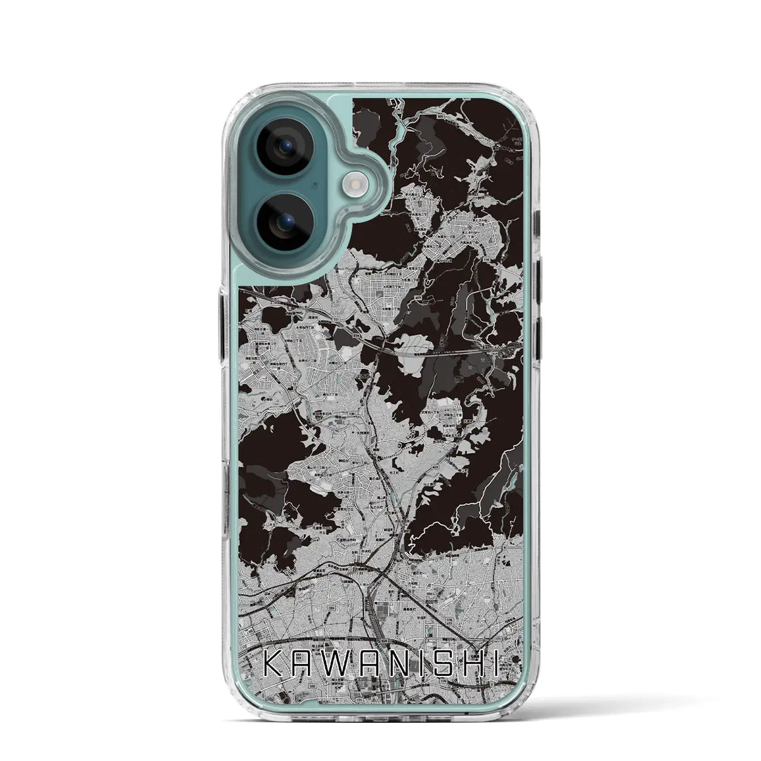 【川西（兵庫県）】地図柄iPhoneケース（MagSafeタイプ）モノトーン・iPhone 16 Pro 用