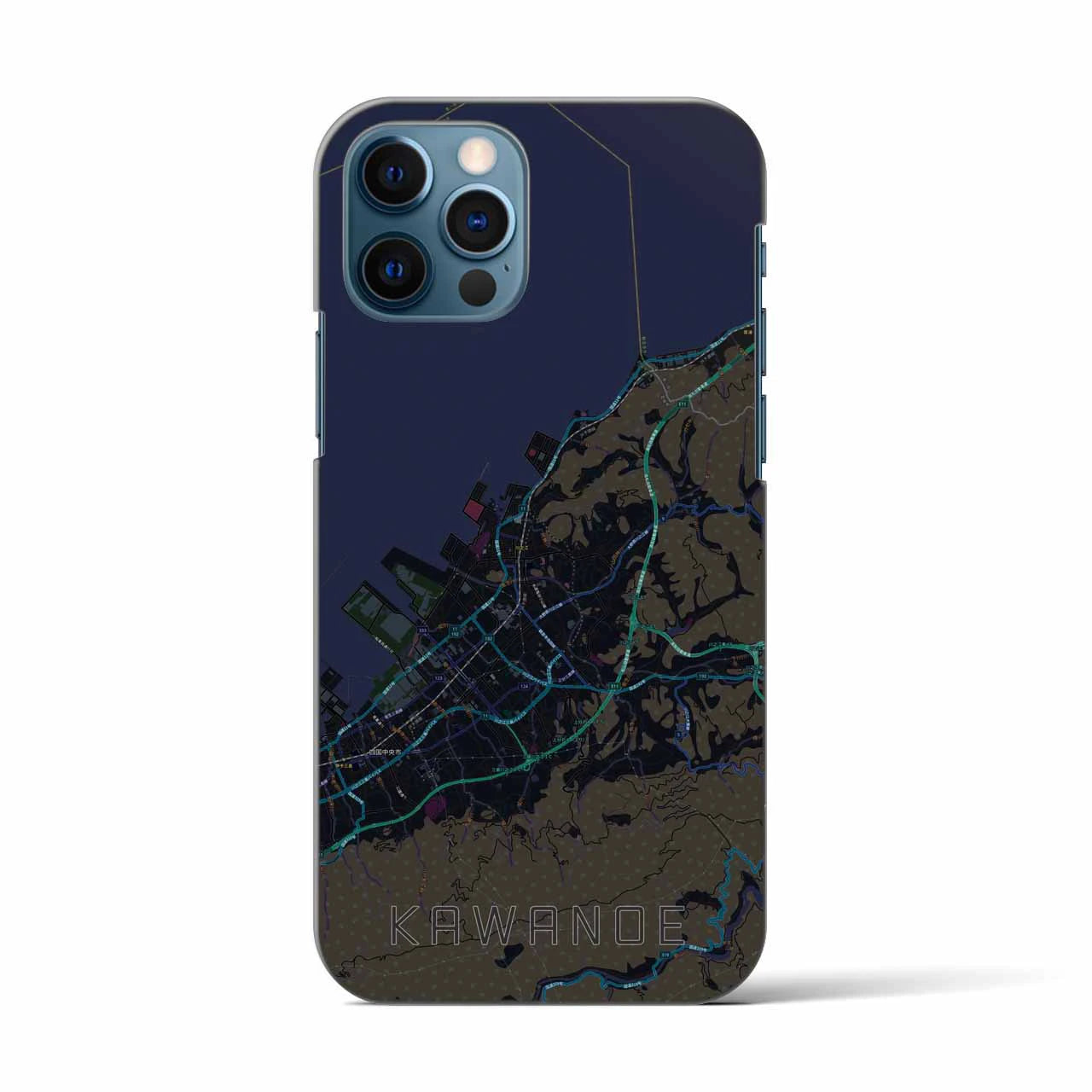 【川之江（愛媛県）】地図柄iPhoneケース（バックカバータイプ）