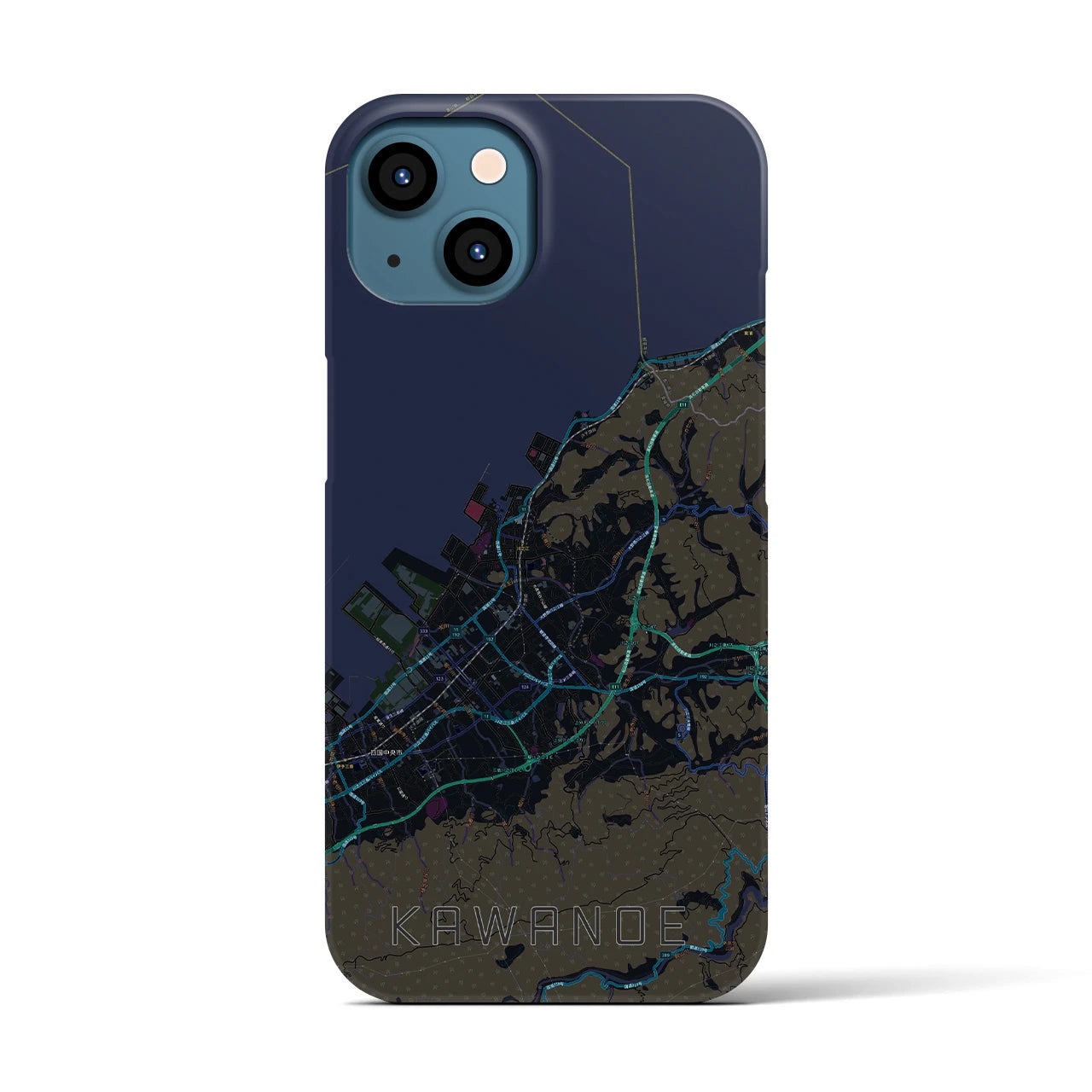 【川之江（愛媛県）】地図柄iPhoneケース（バックカバータイプ）