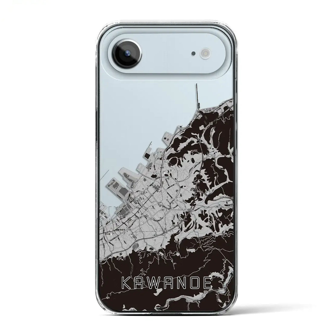 【川之江（愛媛県）】地図柄iPhoneケース（クリアタイプ）モノトーン・iPhone 17 Pro Max 用