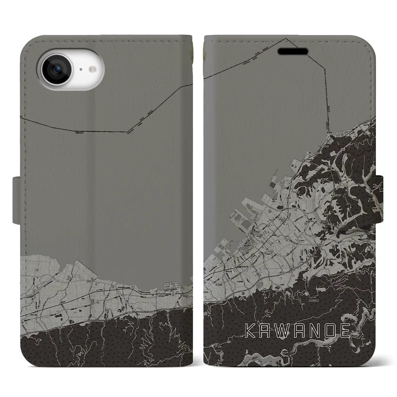 【川之江（愛媛県）】地図柄iPhoneケース（手帳タイプ）