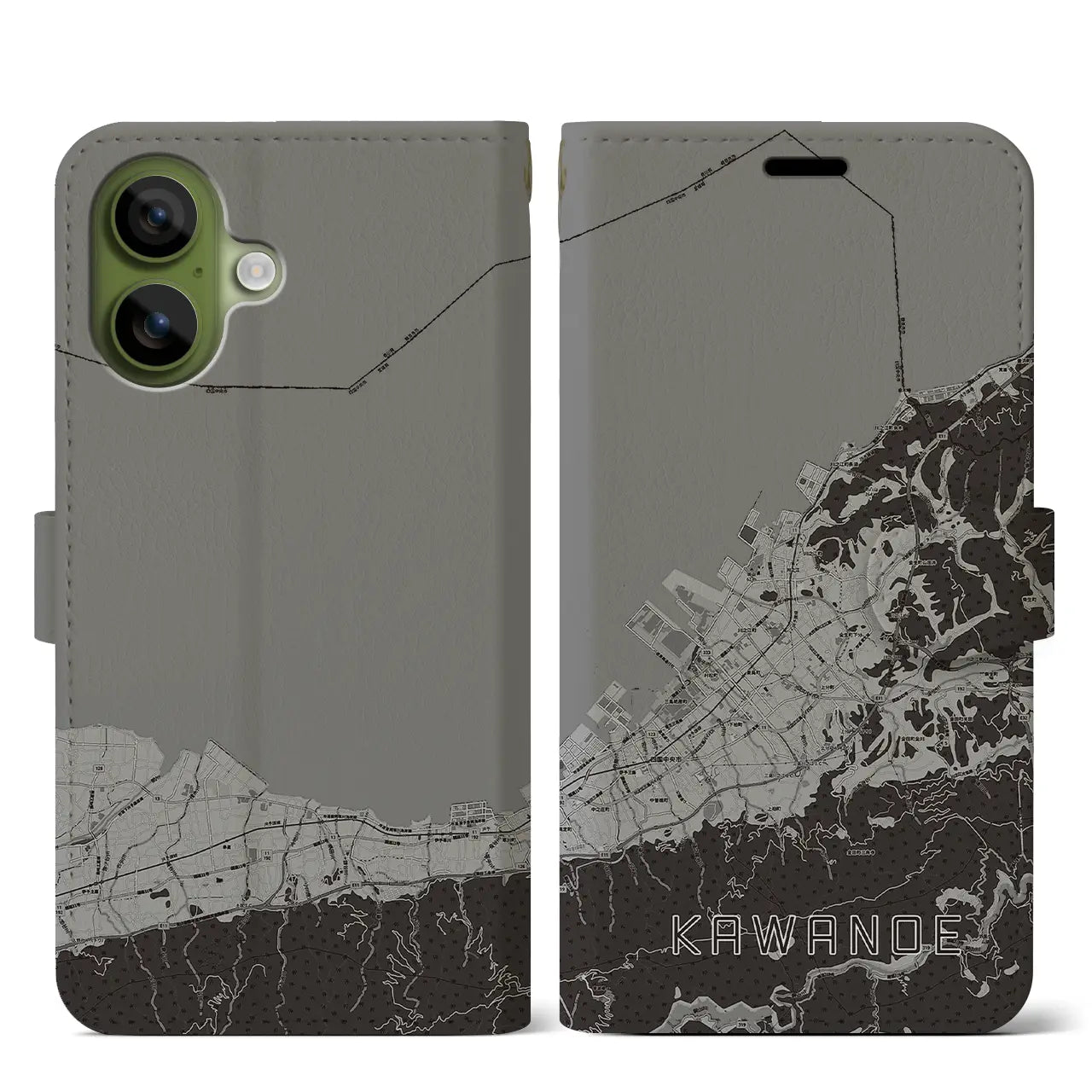 【川之江（愛媛県）】地図柄iPhoneケース（手帳タイプ）