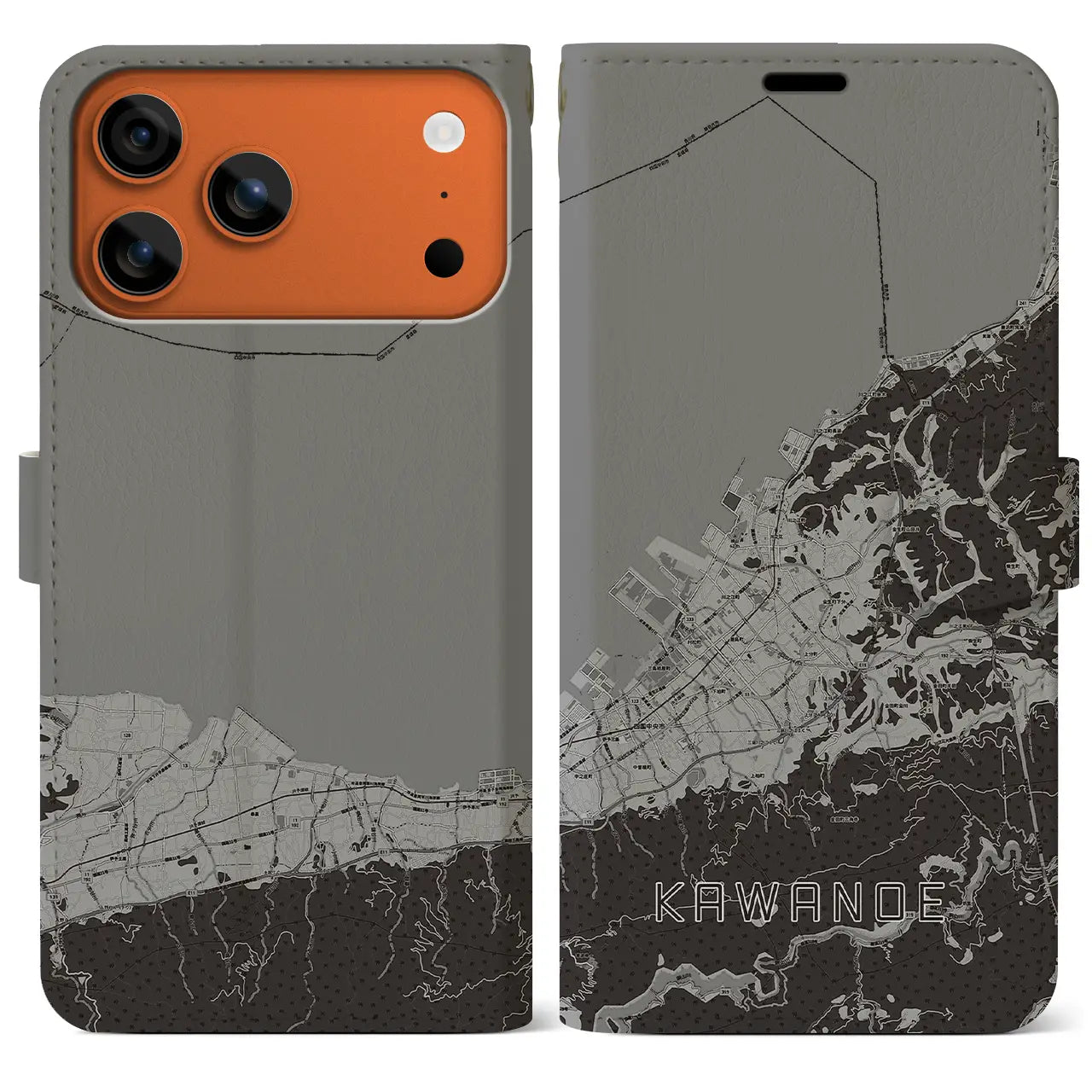 【川之江（愛媛県）】地図柄iPhoneケース（手帳タイプ）