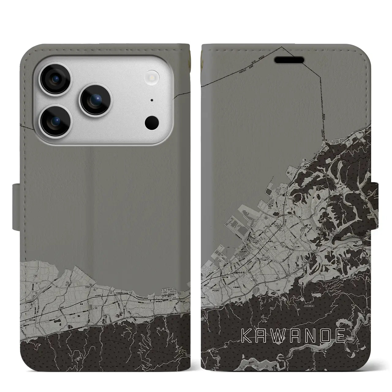 【川之江（愛媛県）】地図柄iPhoneケース（手帳タイプ）