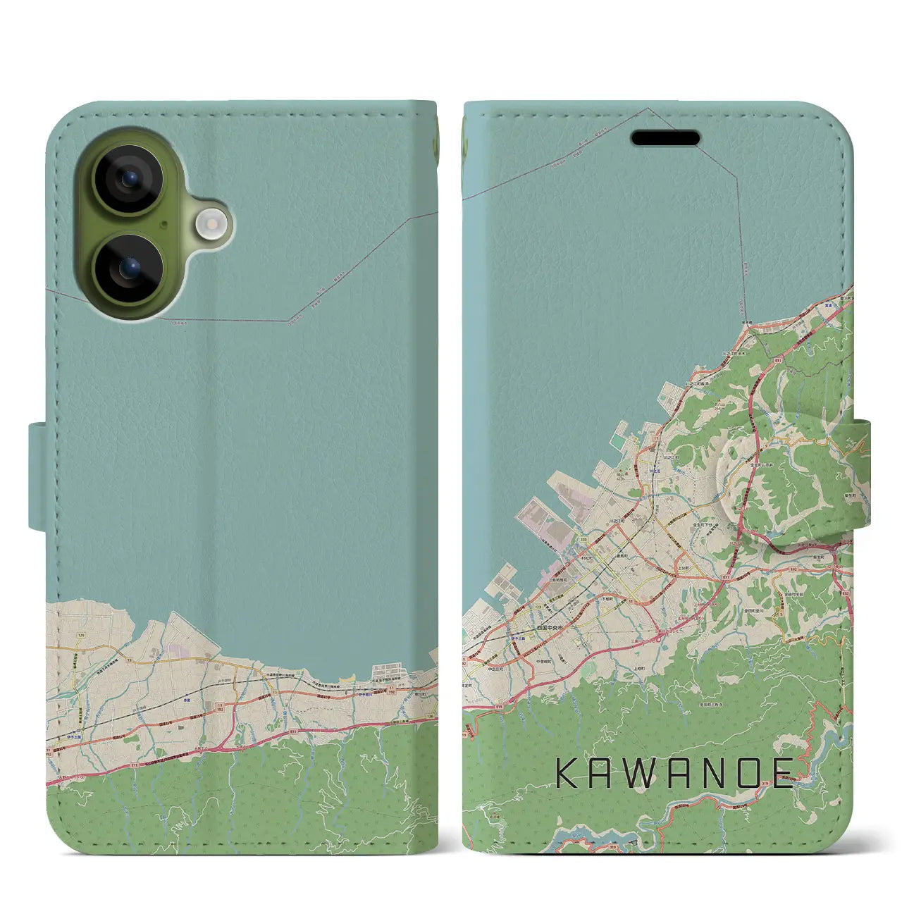 【川之江（愛媛県）】地図柄iPhoneケース（手帳タイプ）