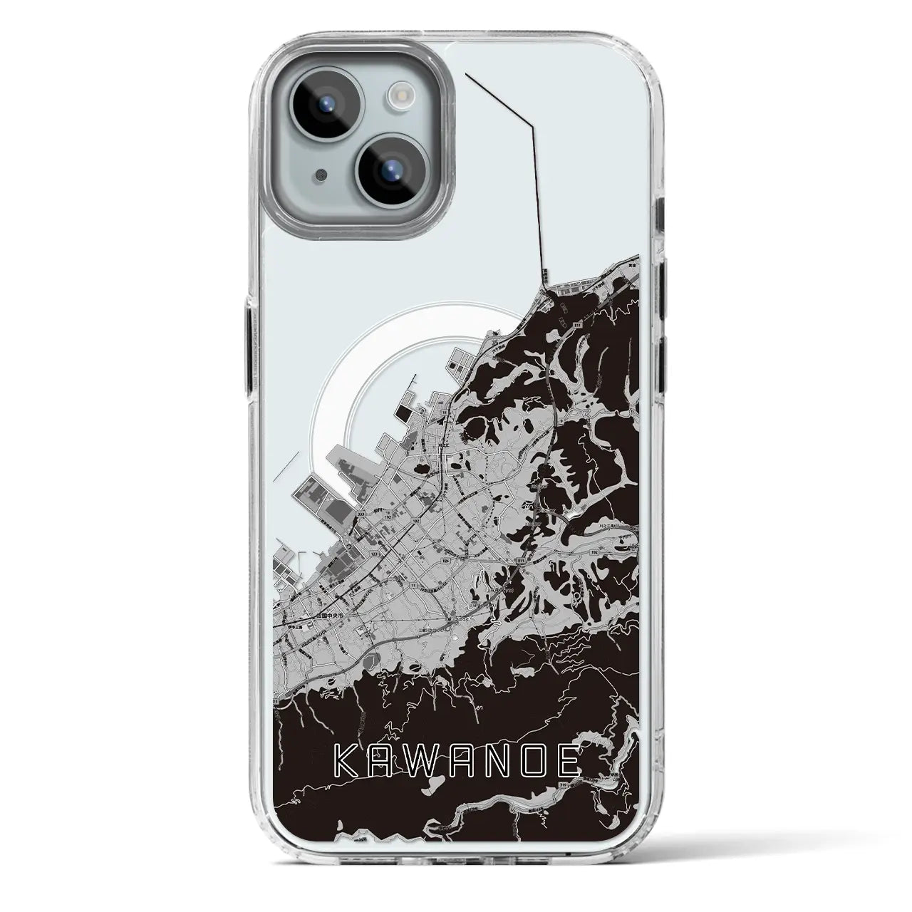 【川之江（愛媛県）】地図柄iPhoneケース（MagSafeタイプ）