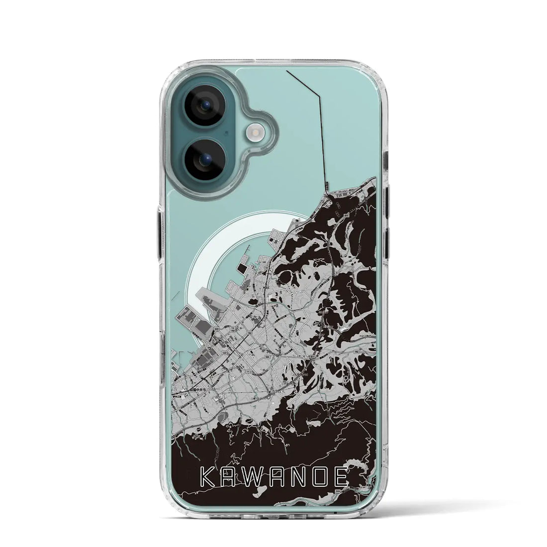 【川之江（愛媛県）】地図柄iPhoneケース（MagSafeタイプ）モノトーン・iPhone 16 Pro 用