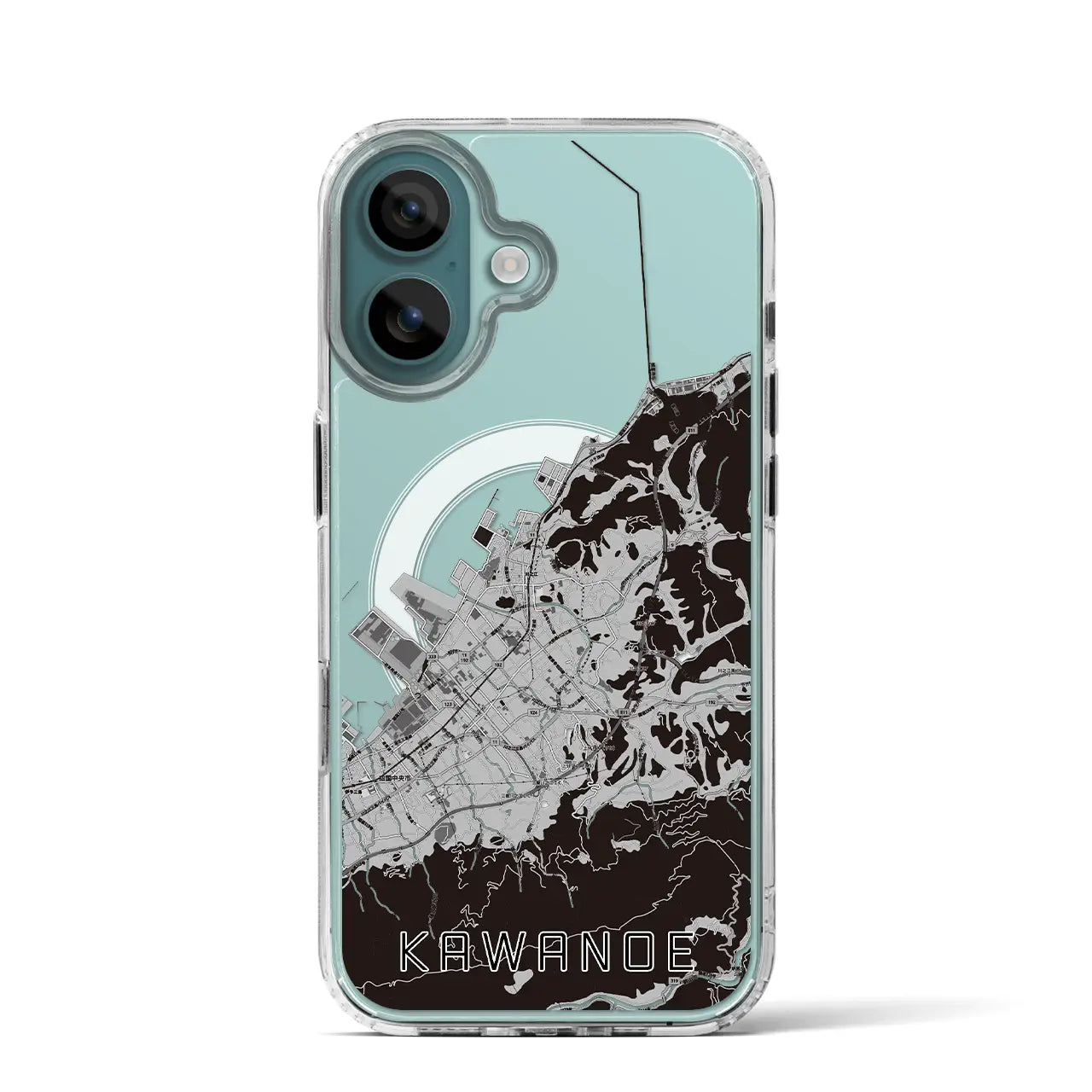 【川之江（愛媛県）】地図柄iPhoneケース（MagSafeタイプ）モノトーン・iPhone 16 Pro 用