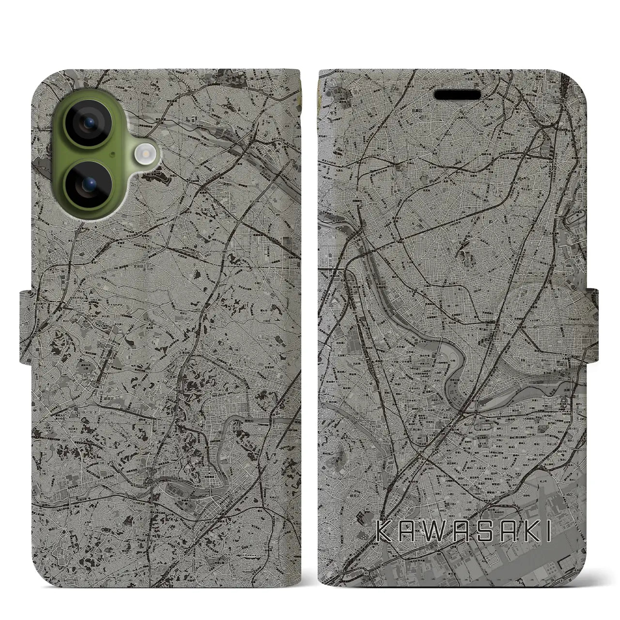 【川崎（神奈川県）】地図柄iPhoneケース（手帳タイプ）