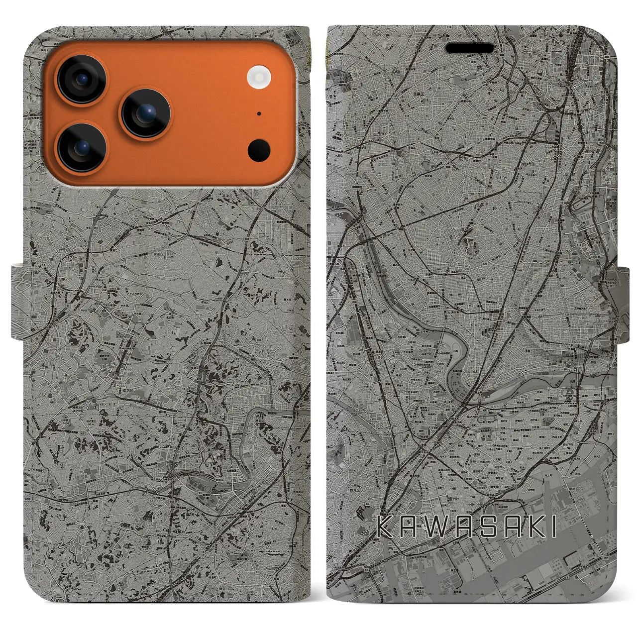 【川崎（神奈川県）】地図柄iPhoneケース（手帳タイプ）