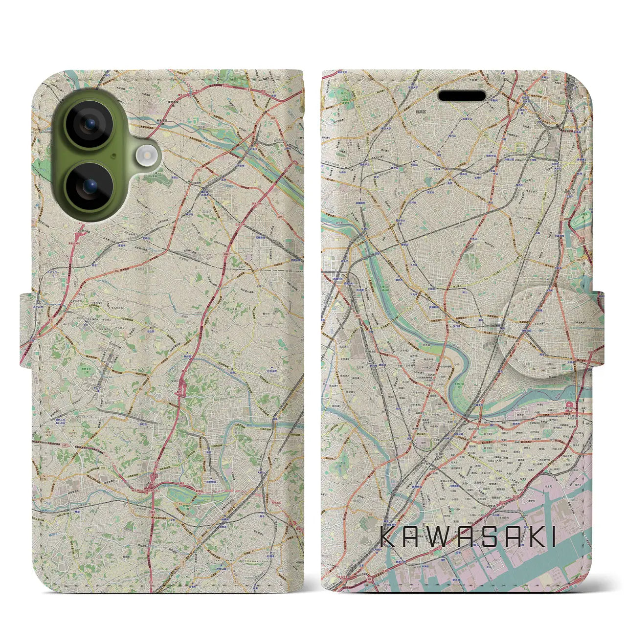 【川崎（神奈川県）】地図柄iPhoneケース（手帳タイプ）