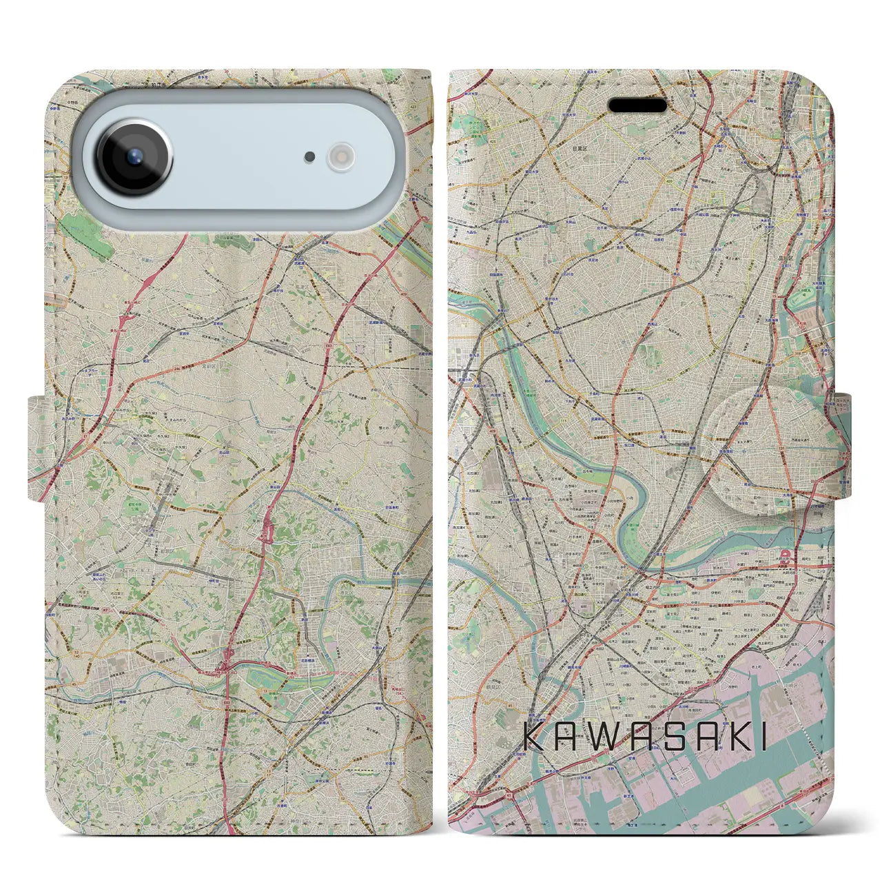 【川崎（神奈川県）】地図柄iPhoneケース（手帳タイプ）