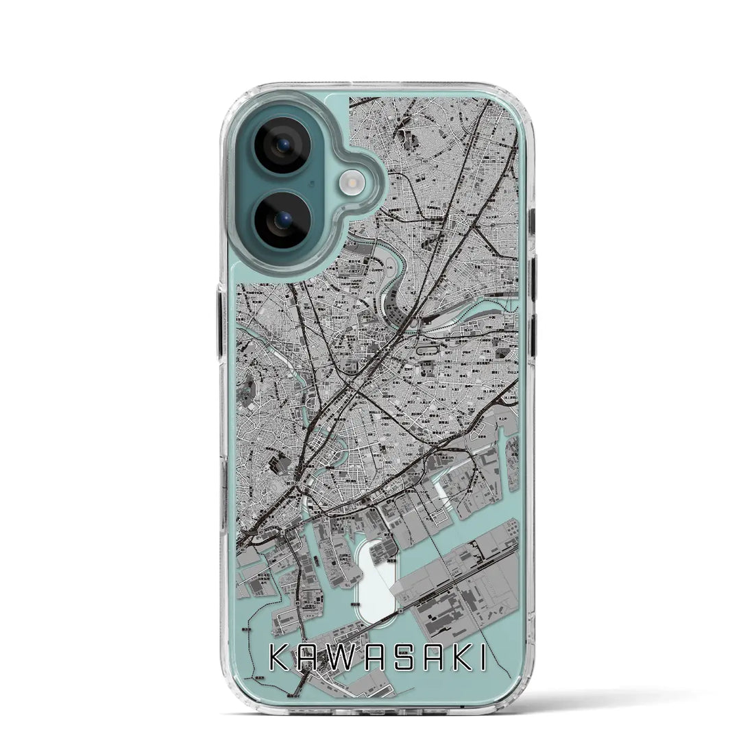 【川崎(神奈川県)】地図柄iPhoneケース(MagSafeタイプ)モノトーン・iPhone 16 Pro 用