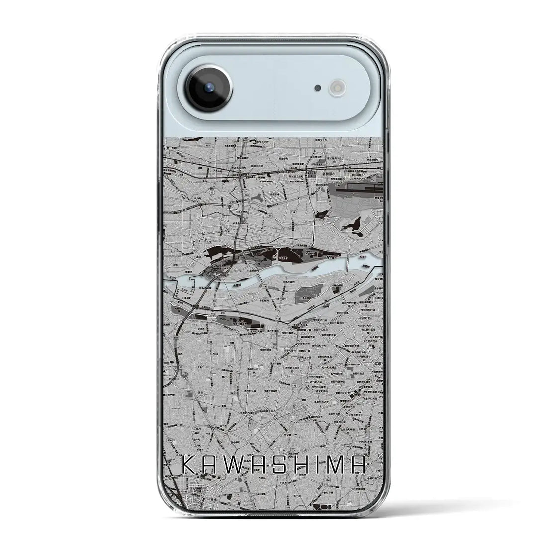 【川島(岐阜県)】地図柄iPhoneケース(クリアタイプ)モノトーン・iPhone 17 Pro Max 用