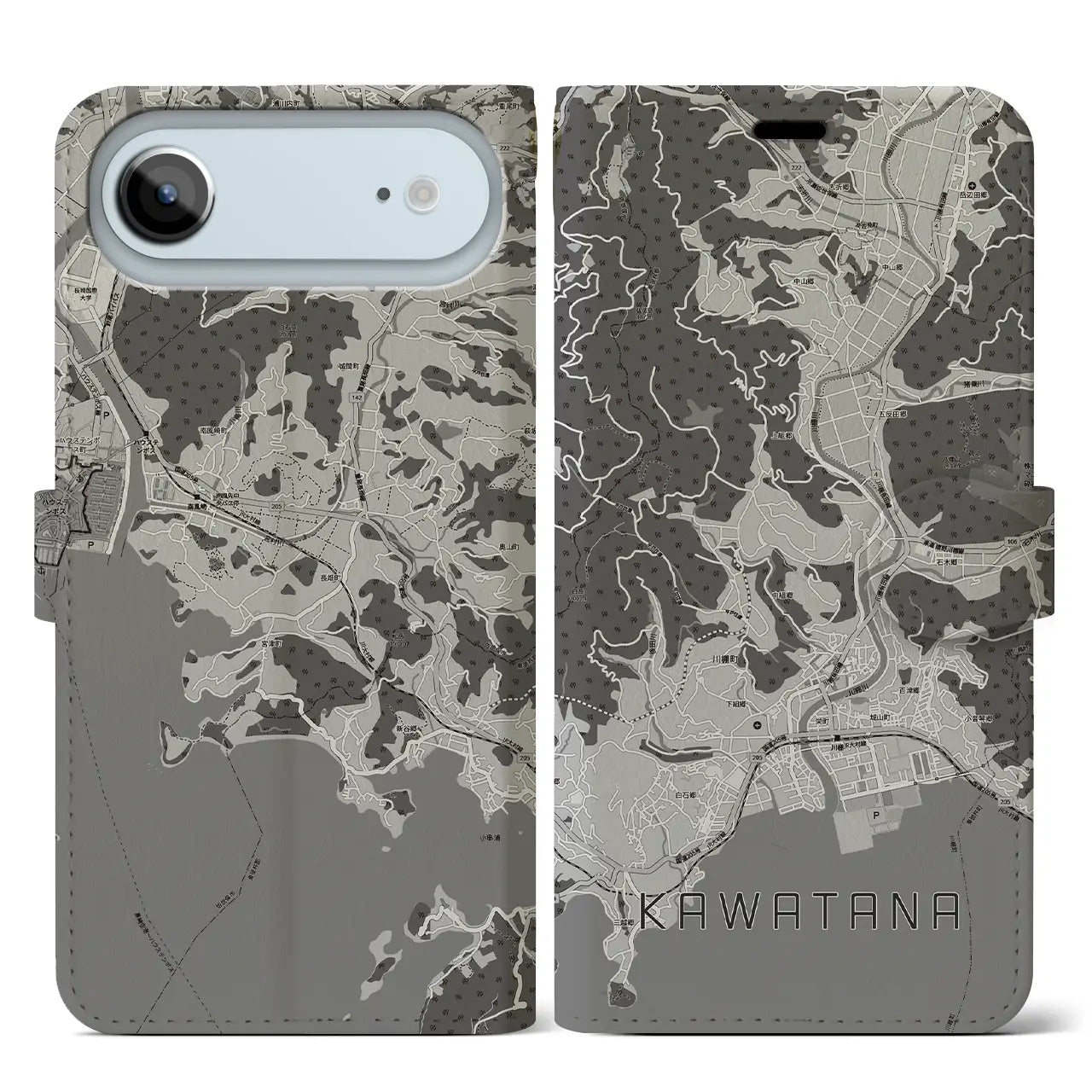 【川棚（長崎県）】地図柄iPhoneケース（手帳タイプ）