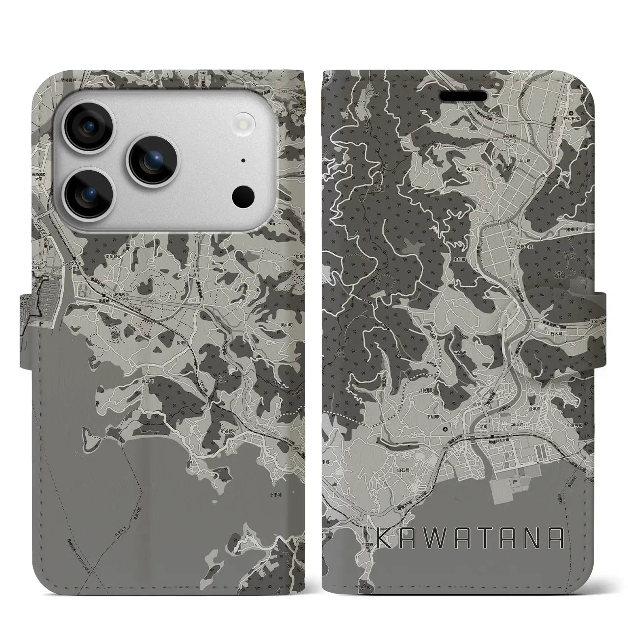 【川棚（長崎県）】地図柄iPhoneケース（手帳タイプ）