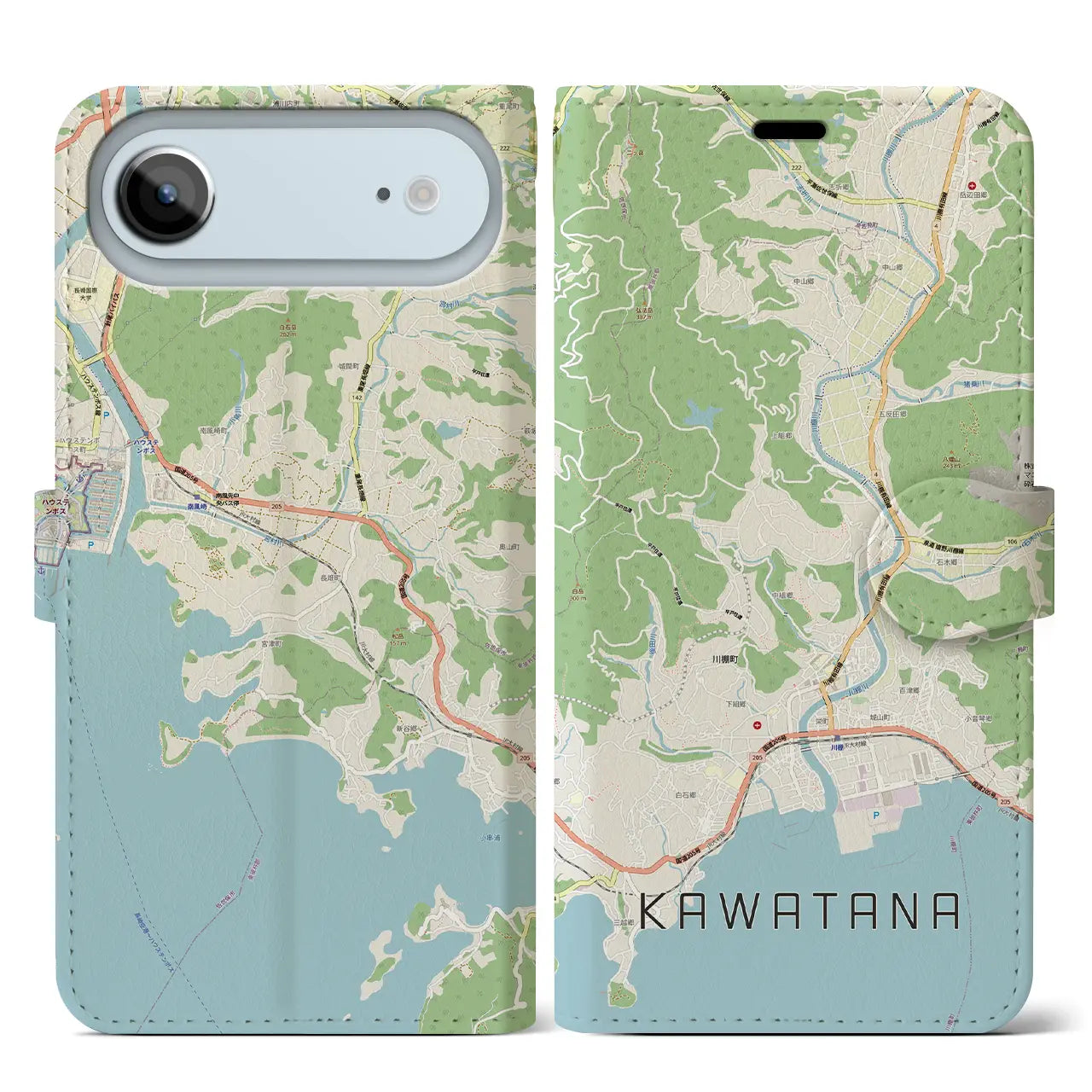 【川棚（長崎県）】地図柄iPhoneケース（手帳タイプ）