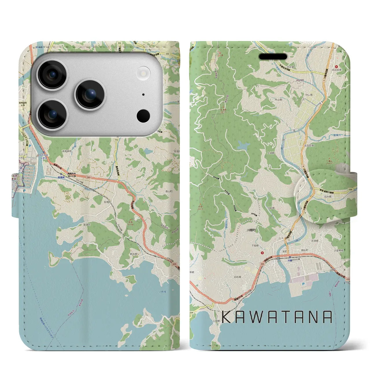 【川棚（長崎県）】地図柄iPhoneケース（手帳タイプ）