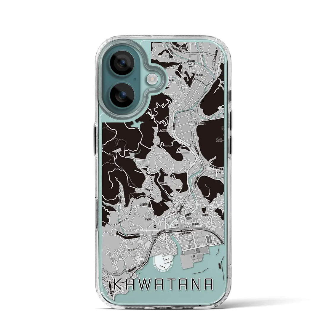 【川棚(長崎県)】地図柄iPhoneケース(MagSafeタイプ)モノトーン・iPhone 16 Pro 用