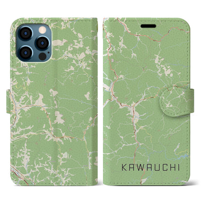 【川内（福島県）】地図柄iPhoneケース（手帳タイプ）ナチュラル・iPhone 12 / 12 Pro 用